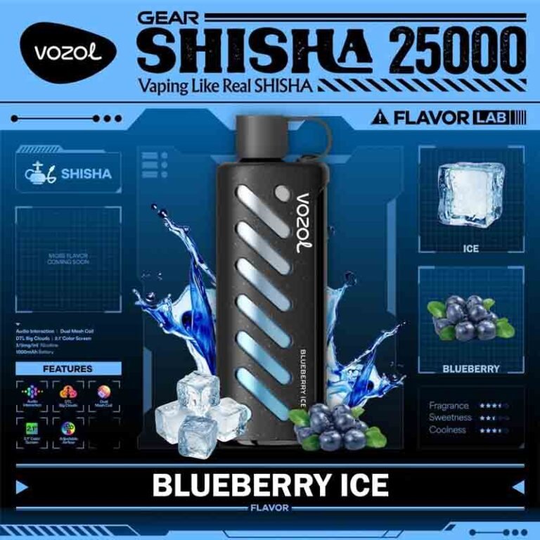 vozol Gear Shisha Blueberry Ice 25000 Puffs Disposable Vape Uae