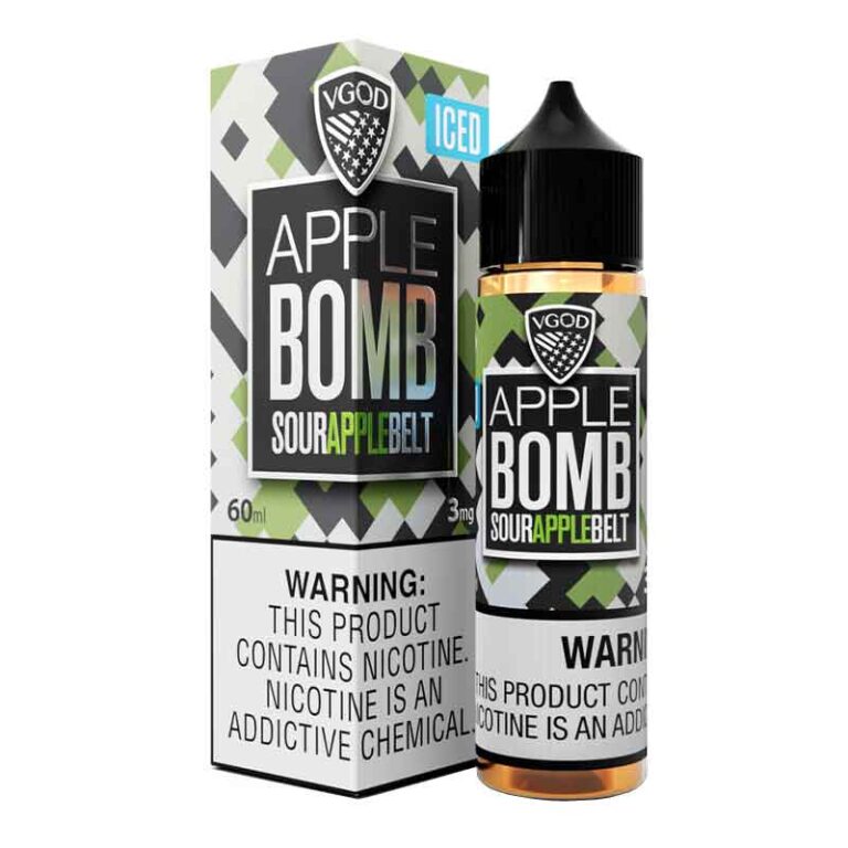 Vgod Iced Apple Bomb Freebase E-Liquid 60ML - Available in 0mg, 3mg, 6mg, 12mg, 18mg Nicotine Strengths