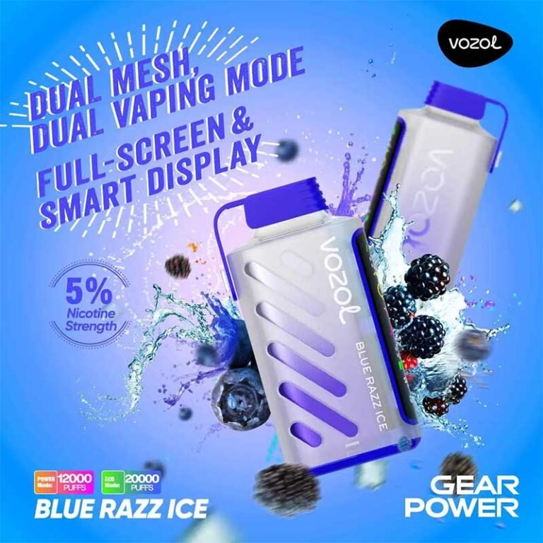 Vozol Gear Power Blue Razz Ice 20000 Puffs Disposable Vape