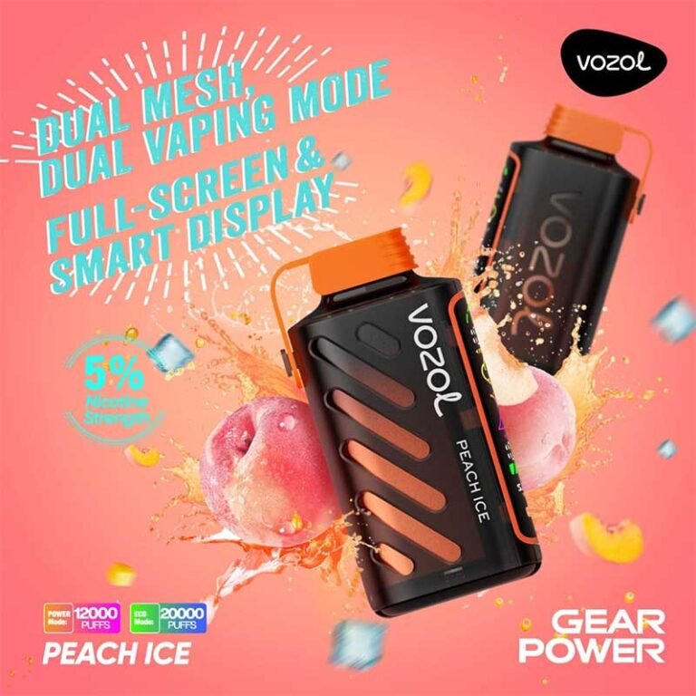 Vozol Gear Power Peach Ice 20000 Puffs Disposable Vape