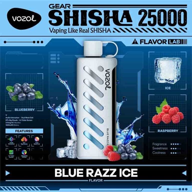 vozol Gear Shisha Blue Razz Ice 25000 Puffs Disposable Vape Uae