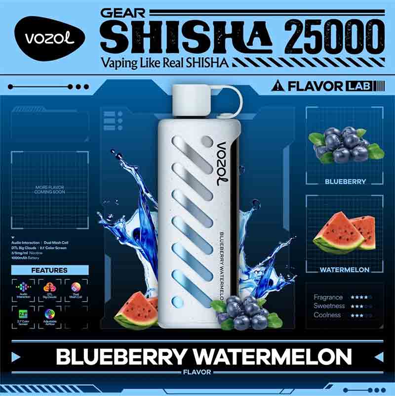 Vozol-Gear-Shisha-Blueberry-Watermelon-25000-Puffs-Disposable-Vape-Uae vozol Gear Shisha BlueBerry Watermelon 25000 Puffs Disposable Vape Uae