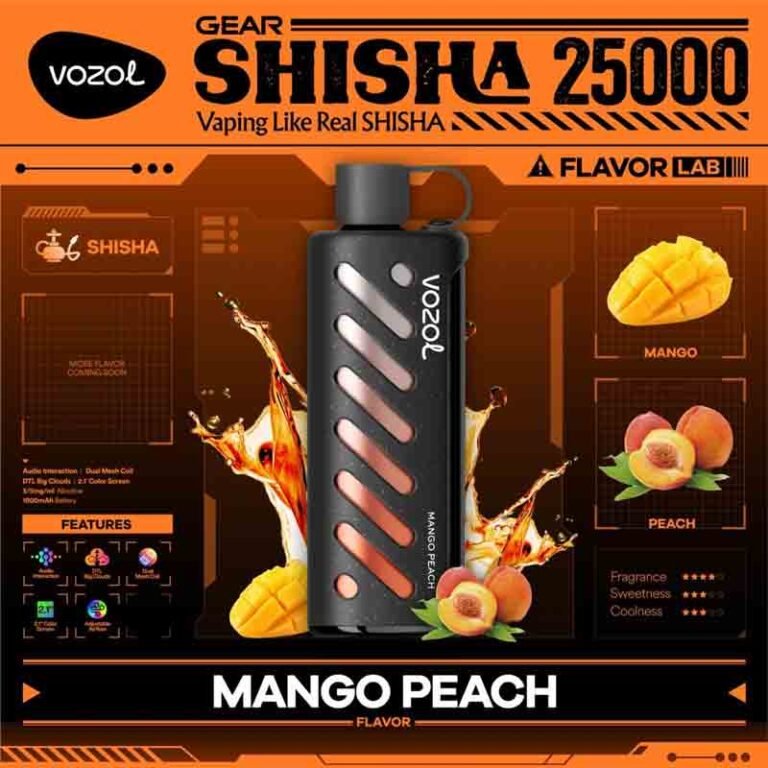 vozol Gear Shisha Mango Peach 25000 Puffs Disposable Vape Uae