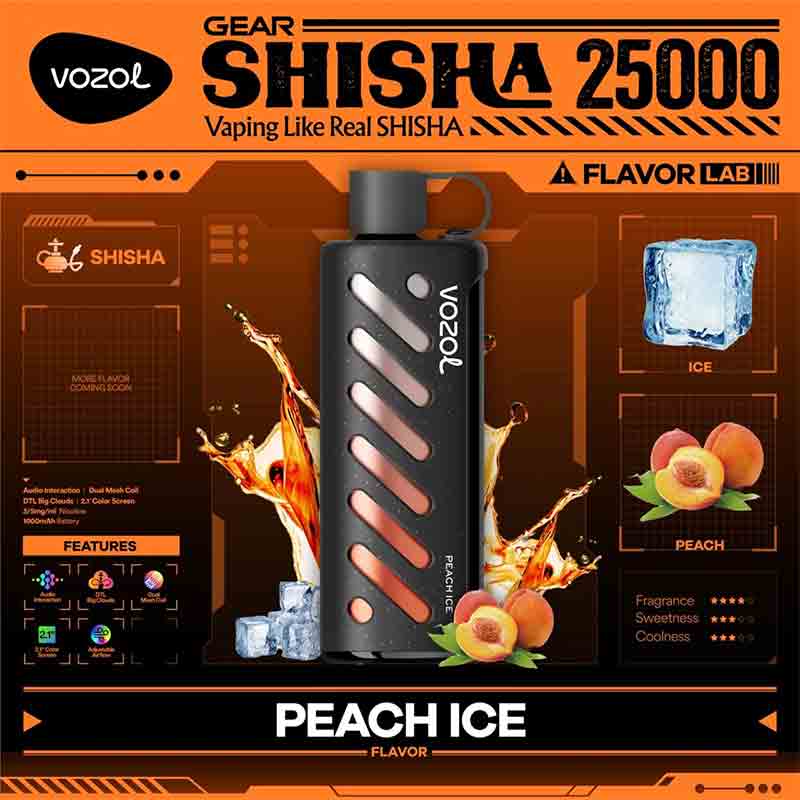Vozol-Gear-Shisha-Peach-Ice-25000-Puffs-Disposable-Vape-Uae vozol Gear Shisha Peach Ice 25000 Puffs Disposable Vape Uae