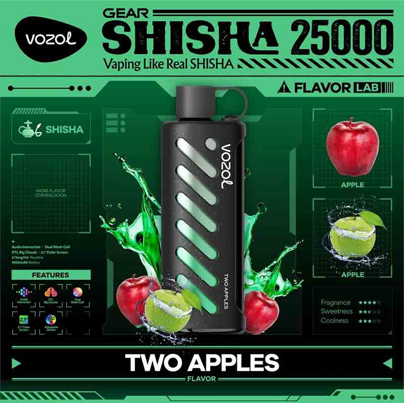 Vozol-Gear-Shisha-Two-Apples-25000-Puffs-Disposable-Vape-Uae vozol Gear Shisha Two Apples 25000 Puffs Disposable Vape Uae