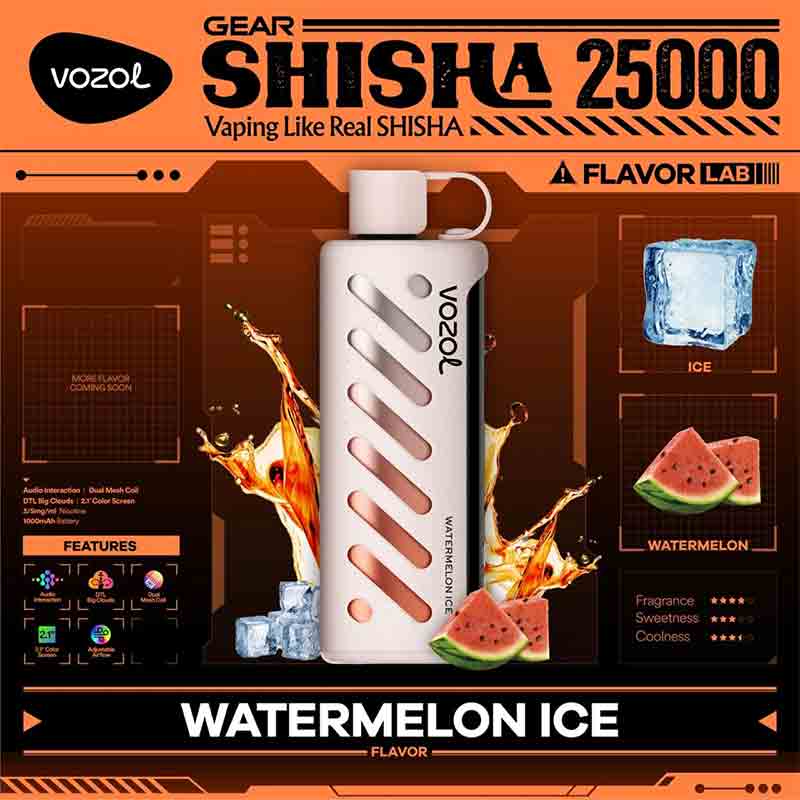 Vozol-Gear-Shisha-Watermelon-Ice-25000-Puffs-Disposable-Vape-Uae vozol Gear Shisha Watermelon Ice 25000 Puffs Disposable Vape Uae