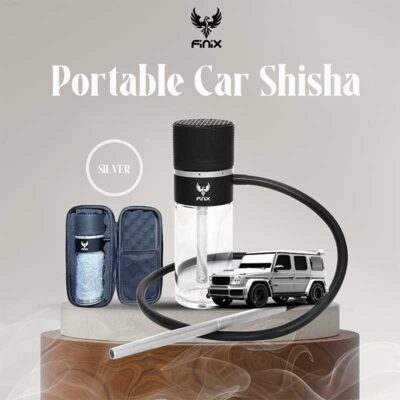 Finix Portable Car Hookah Glass Silver Color Bag | WorldVape Uae Online Shisha Shop