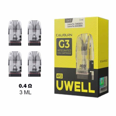 Uwell Caliburn G3 Refilable integrated coil Cartridge 0.4 ohm 3ml Pack , Buy Vape Cartridge Dubai World Vape Uae