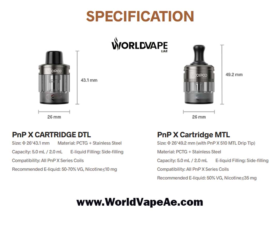 Voopoo Pnp X Dtl And MTL Cartridge Details Dubai Vape SHop