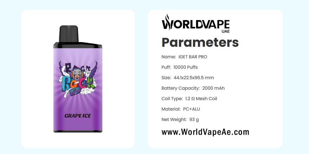 Iget Bar Pro 10000 Puffs Disposable Specification Vape Dubai , Vape Shop Fast Delivery WorldVape Uae