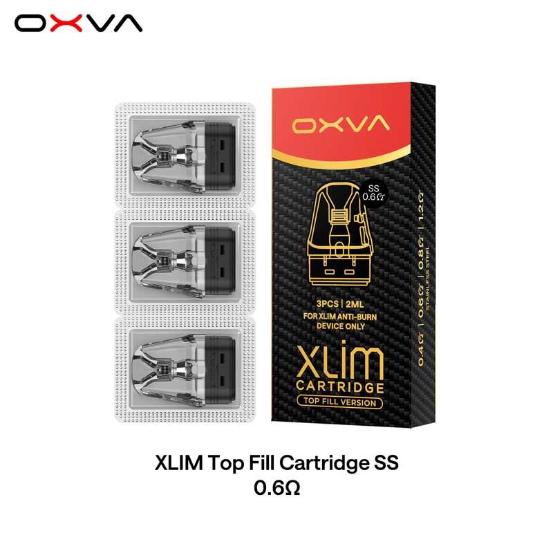 Oxva-Xlim-SS-Top-Fill-Cartridge-0.6-ohm-21-25W-Pack Oxva Xlim SS Top Fill Cartridge Pod 0.6 ohm 21-25W Pack, Buy Xlim Pro 2 Dna Version Cartridge at WorldVape UAE