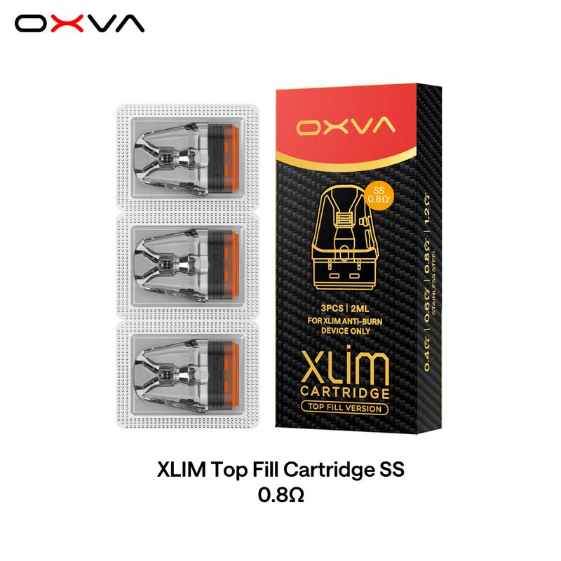 Oxva-Xlim-SS-Top-Fill-Cartridge-0.8-ohm-18-22W-Pack Oxva Xlim SS Top Fill Cartridge Pod 0.8 ohm 18-22W Pack , Buy Xlim Pro 2 Dna Version Cartridge at WorldVape UAE Abudhabi Vape Shop