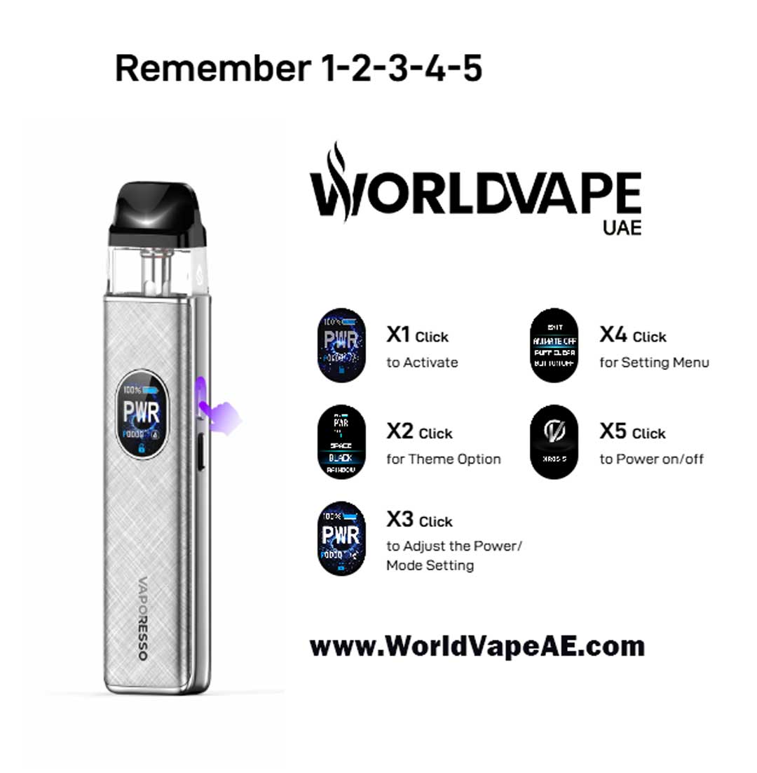 Vaporesso Xros 5 Pod System Kit Button Details Adjustable At Vape Shop Near You WorldVape Uae