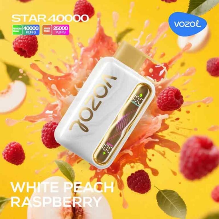 Vozol Star 40000 Puffs White Peach Raspberry 50mg Disposable Vape At Best Dubai Vape Shop Near me WorldVape Uae